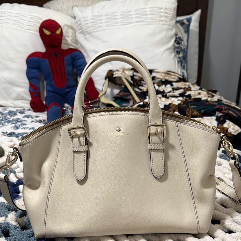 Kate Spade Cream Satchel with Structured Design